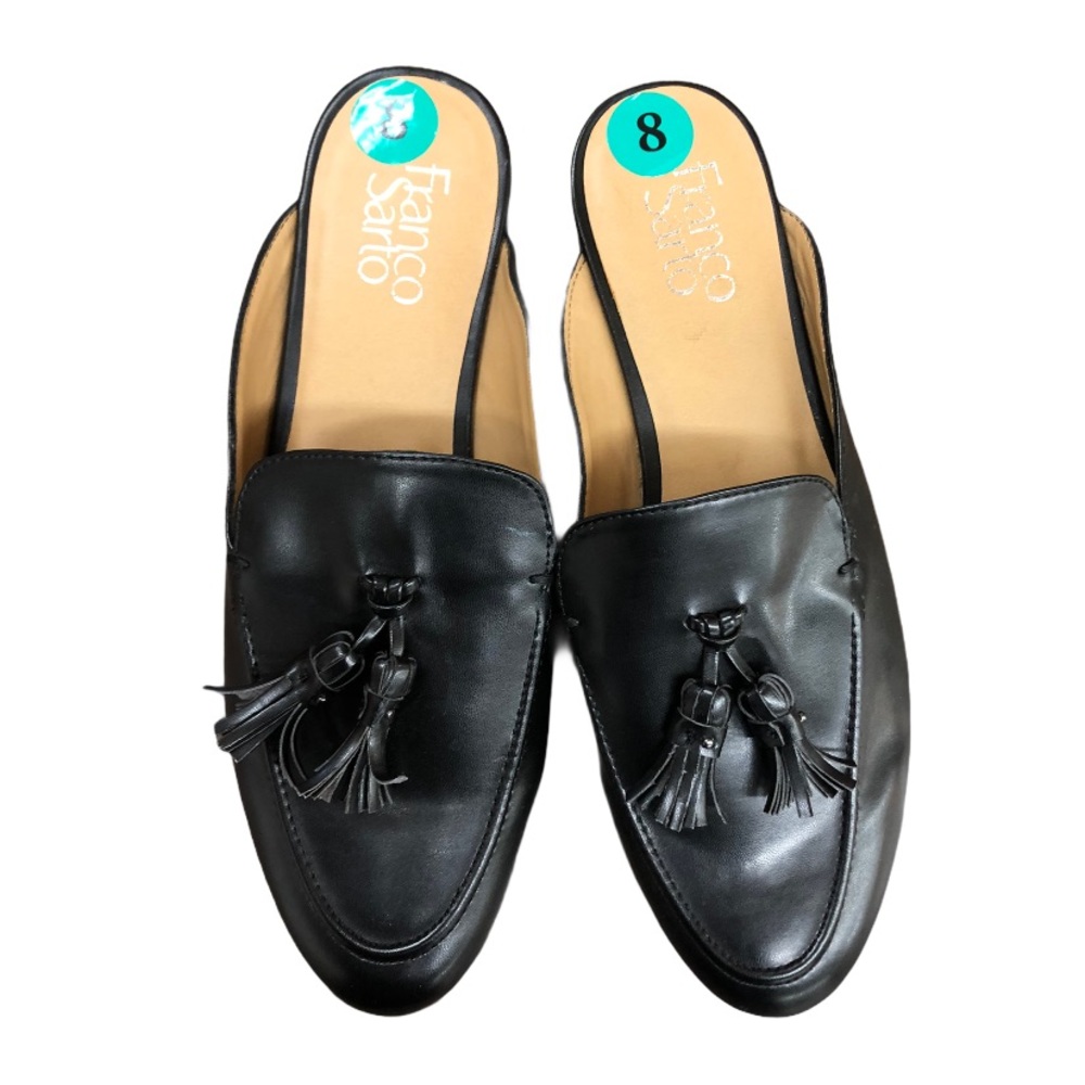 FRANCO SARTO PRENTICE BLACK TASSEL SLIP ONS 8